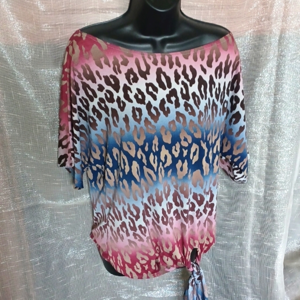 White Birch | Leopard Print Off The Shoulder Top, bottom tie